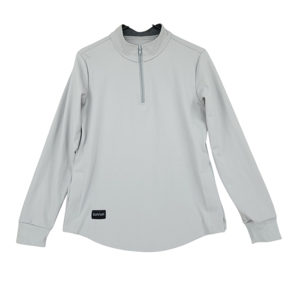 Sunrun 1/4 Zip Pullover M‎ Ladies Gray Activewear Mock Neck Long Sleeve MAGNETIC